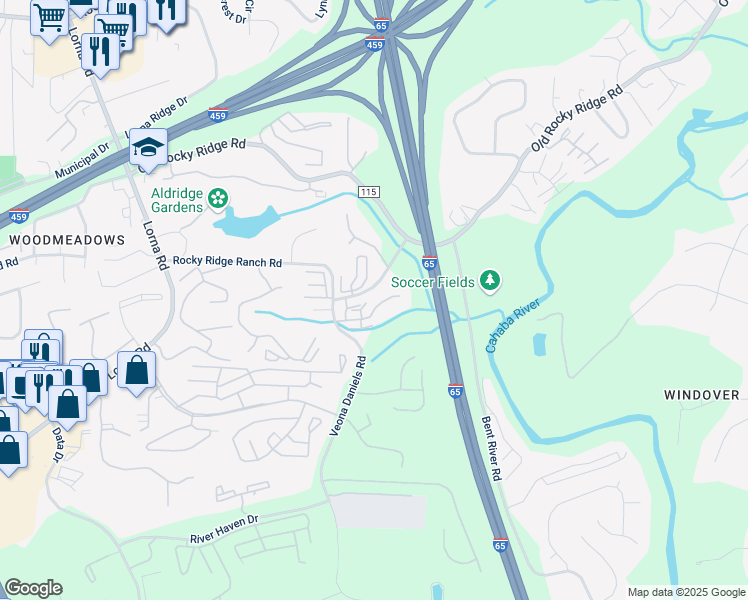 map of restaurants, bars, coffee shops, grocery stores, and more near 2246 Ascot Lane in Vestavia Hills