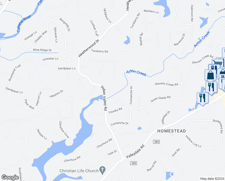 map of restaurants, bars, coffee shops, grocery stores, and more near 613 Oak Glen Drive in Hoover