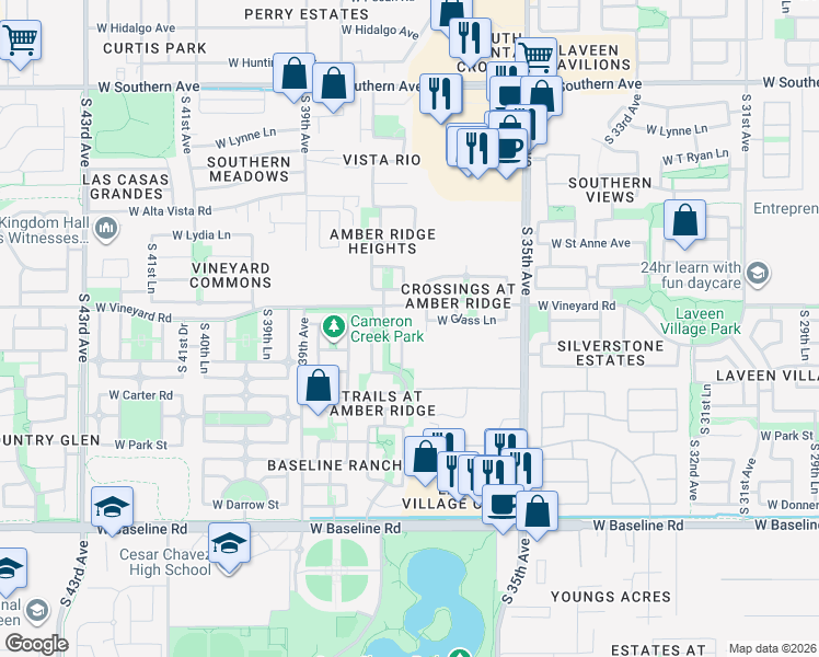 map of restaurants, bars, coffee shops, grocery stores, and more near 6905 South 37th Drive in Phoenix