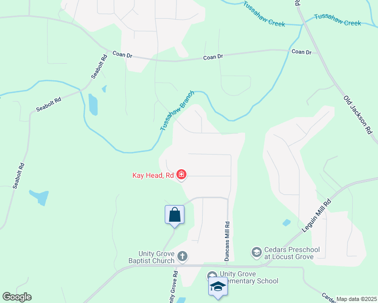 map of restaurants, bars, coffee shops, grocery stores, and more near 196 Duncans Mill Road in Locust Grove