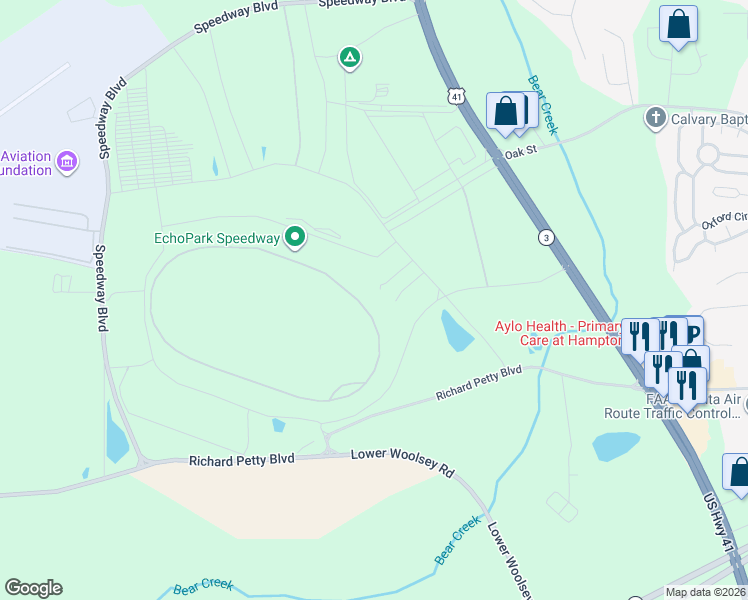 map of restaurants, bars, coffee shops, grocery stores, and more near 1500 Tara Place in Hampton
