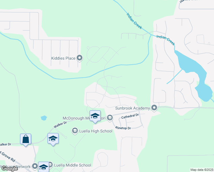 map of restaurants, bars, coffee shops, grocery stores, and more near Crabapple Road in Henry County
