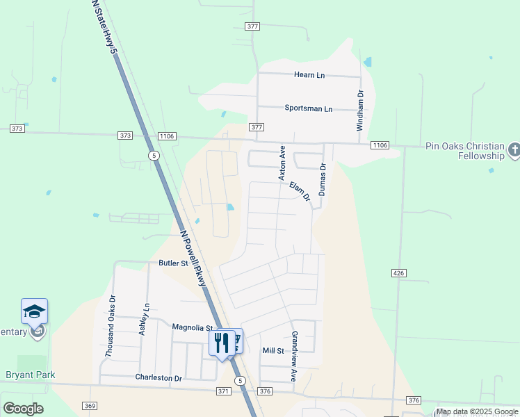 map of restaurants, bars, coffee shops, grocery stores, and more near 219 Garrett Street in Anna