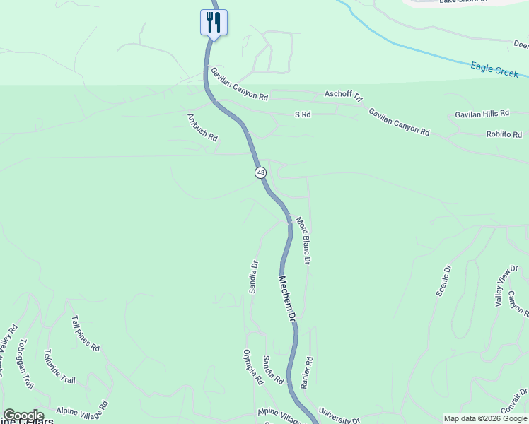 map of restaurants, bars, coffee shops, grocery stores, and more near 103 Whitney Drive in Ruidoso