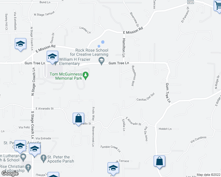 map of restaurants, bars, coffee shops, grocery stores, and more near 233 Autumn Rose Ln in Fallbrook