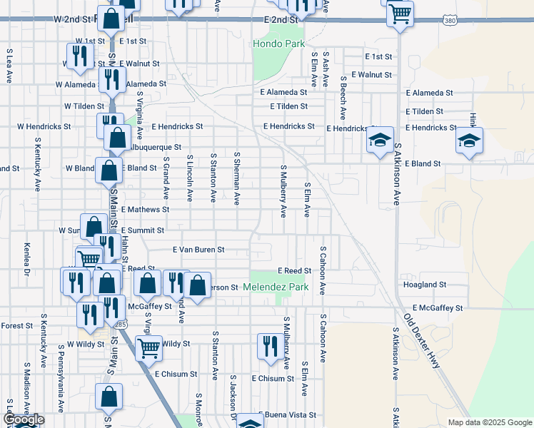 map of restaurants, bars, coffee shops, grocery stores, and more near 900-998 South Garden Avenue in Roswell