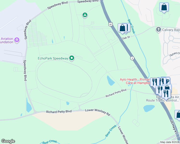 map of restaurants, bars, coffee shops, grocery stores, and more near 1500 Tara Place in Hampton