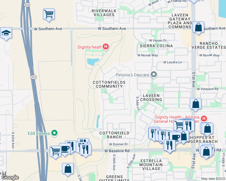 map of restaurants, bars, coffee shops, grocery stores, and more near 5616 West Glass Lane in Phoenix