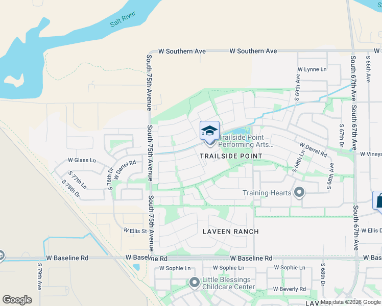 map of restaurants, bars, coffee shops, grocery stores, and more near 7322 West Darrel Road in Phoenix