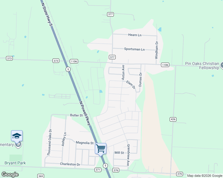 map of restaurants, bars, coffee shops, grocery stores, and more near 3125 Bowen Street in Anna