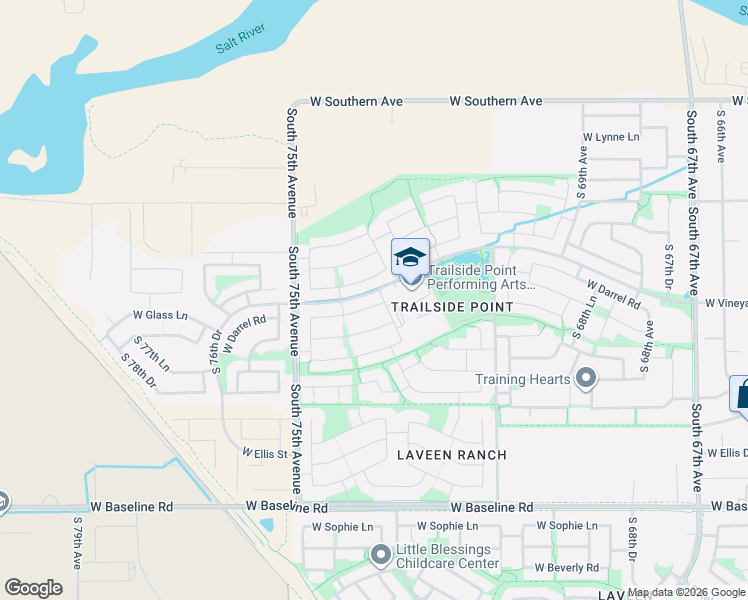 map of restaurants, bars, coffee shops, grocery stores, and more near 7322 West Darrel Road in Phoenix