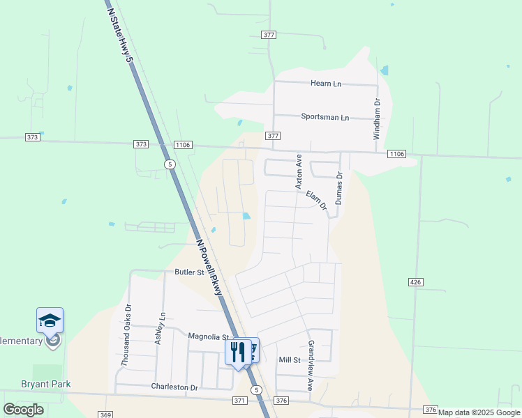 map of restaurants, bars, coffee shops, grocery stores, and more near 3221 Bowen Street in Anna