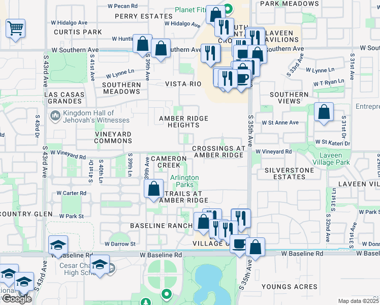 map of restaurants, bars, coffee shops, grocery stores, and more near 3720 West Saint Kateri Drive in Phoenix