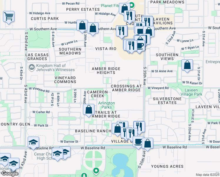 map of restaurants, bars, coffee shops, grocery stores, and more near 3720 West Saint Kateri Drive in Phoenix