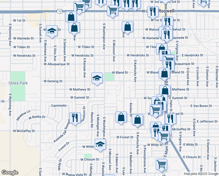 map of restaurants, bars, coffee shops, grocery stores, and more near 607 West Mathews Street in Roswell