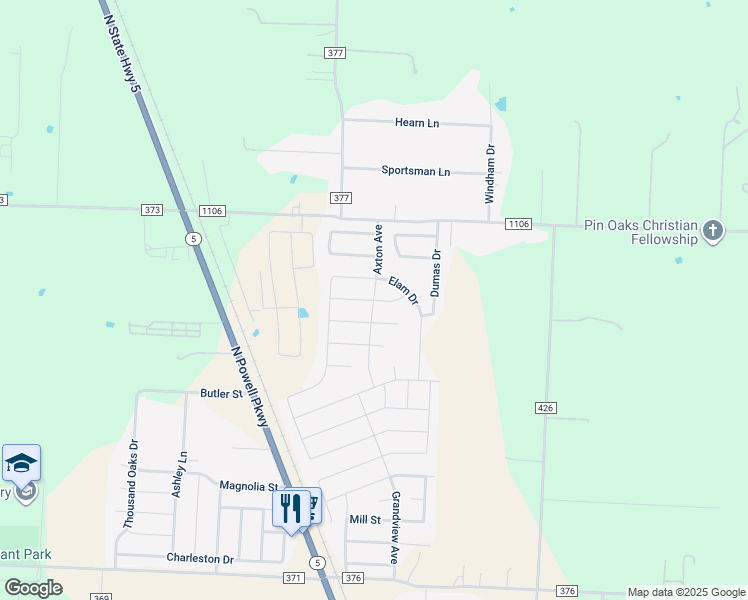 map of restaurants, bars, coffee shops, grocery stores, and more near Foster Lane in Anna