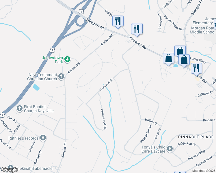 map of restaurants, bars, coffee shops, grocery stores, and more near 2825 Harwood Drive in Hephzibah
