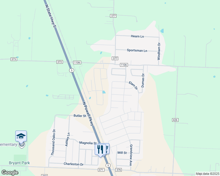 map of restaurants, bars, coffee shops, grocery stores, and more near 3221 Bowen Street in Anna
