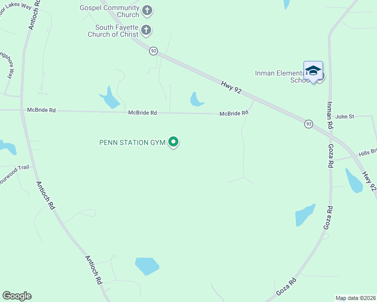 map of restaurants, bars, coffee shops, grocery stores, and more near 184 McBride Road in Fayetteville