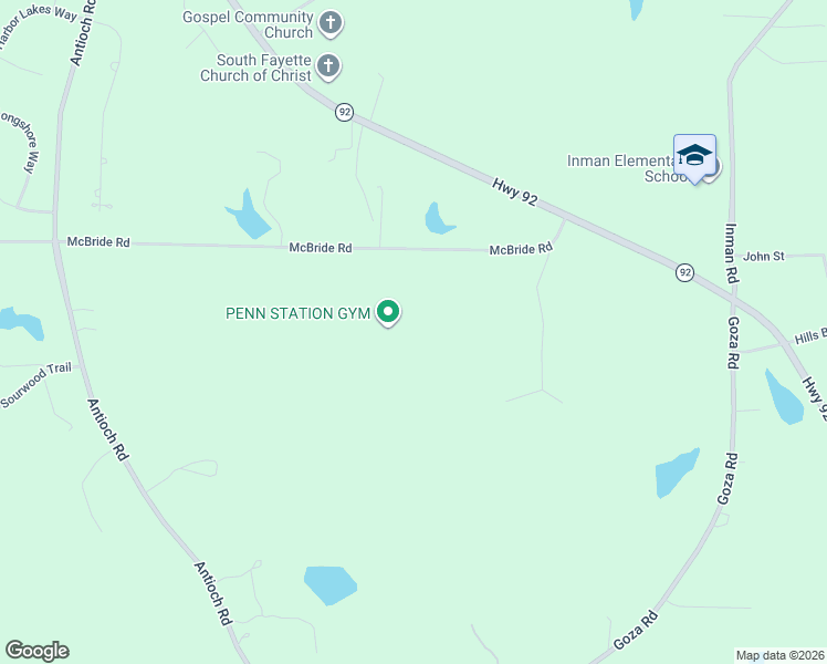 map of restaurants, bars, coffee shops, grocery stores, and more near 184 McBride Road in Fayetteville