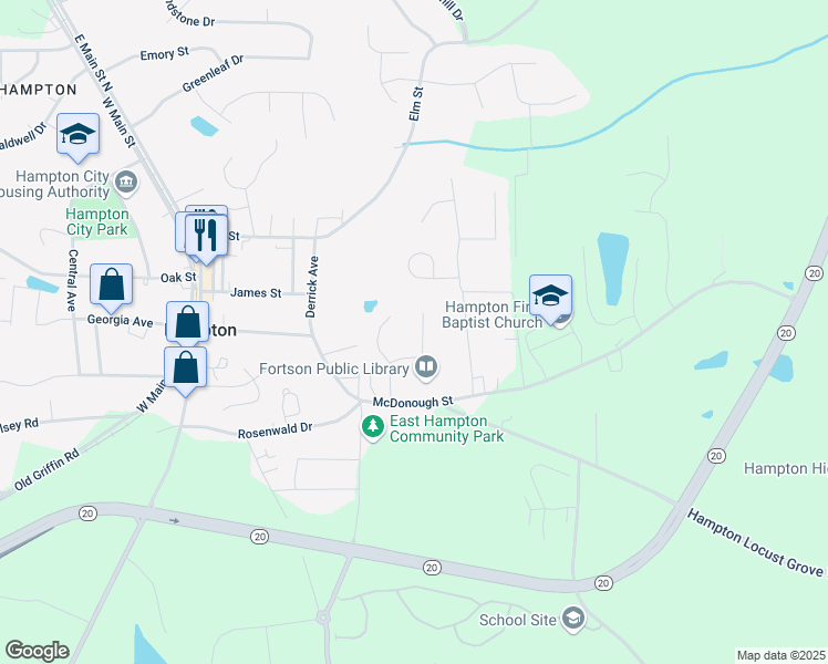 map of restaurants, bars, coffee shops, grocery stores, and more near 95 Mallie Court in Hampton