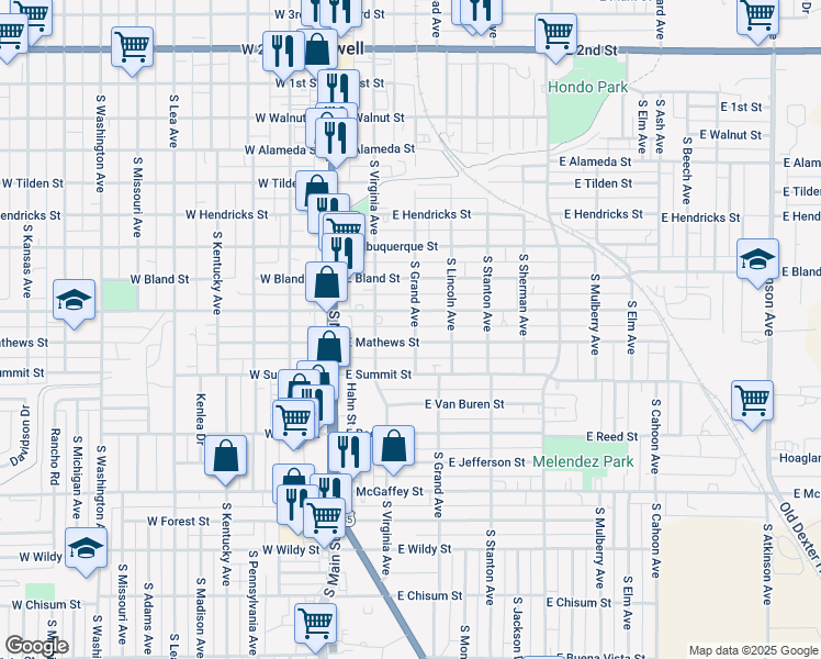 map of restaurants, bars, coffee shops, grocery stores, and more near 200-298 E Deming St in Roswell