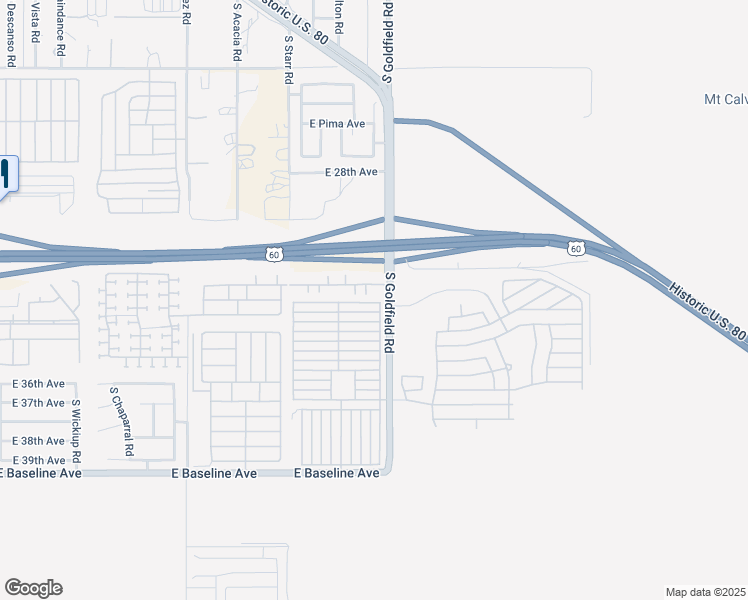 map of restaurants, bars, coffee shops, grocery stores, and more near 3710 South Goldfield Road in Apache Junction