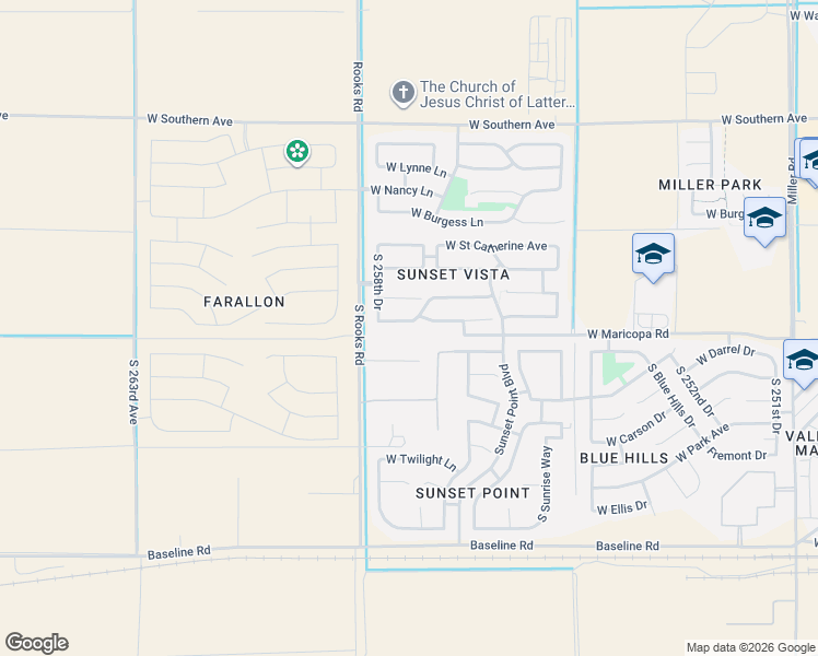 map of restaurants, bars, coffee shops, grocery stores, and more near 25836 West Street Kateri Drive in Buckeye