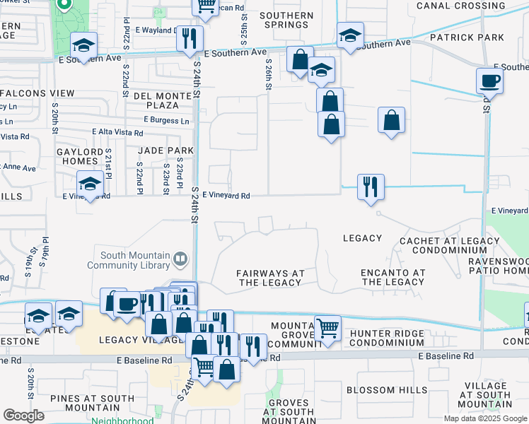 map of restaurants, bars, coffee shops, grocery stores, and more near 2612 East Glass Lane in Phoenix