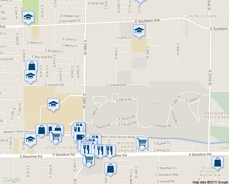 map of restaurants, bars, coffee shops, grocery stores, and more near 2612 East Glass Lane in Phoenix