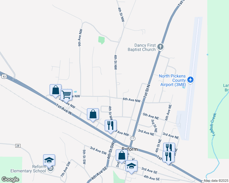 map of restaurants, bars, coffee shops, grocery stores, and more near 1100-1162 4th St NW in Reform