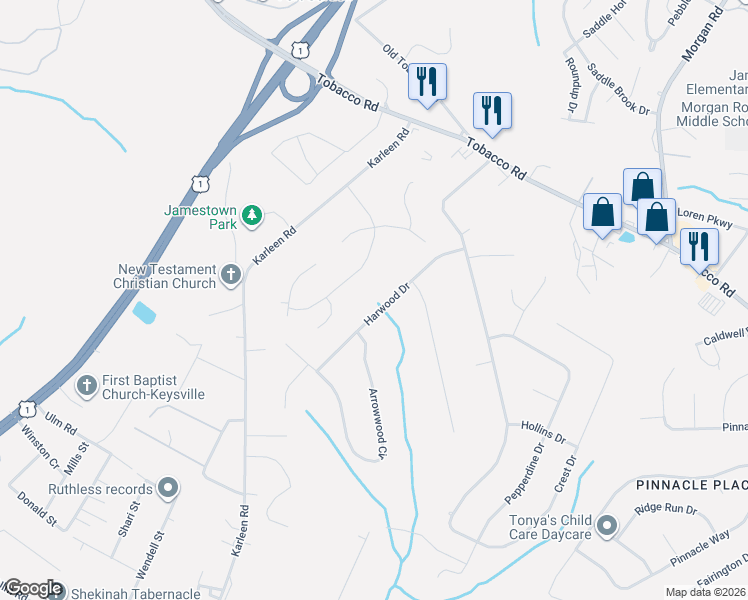 map of restaurants, bars, coffee shops, grocery stores, and more near 2825 Harwood Drive in Hephzibah