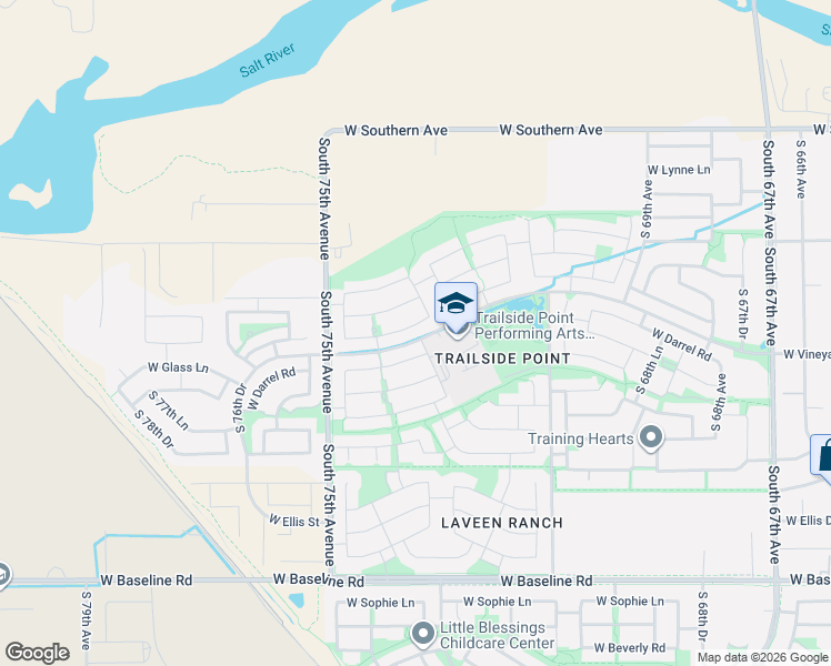 map of restaurants, bars, coffee shops, grocery stores, and more near 7323 West Saint Charles Avenue in Phoenix