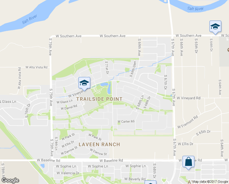 map of restaurants, bars, coffee shops, grocery stores, and more near 6838 S 70th Dr in Laveen