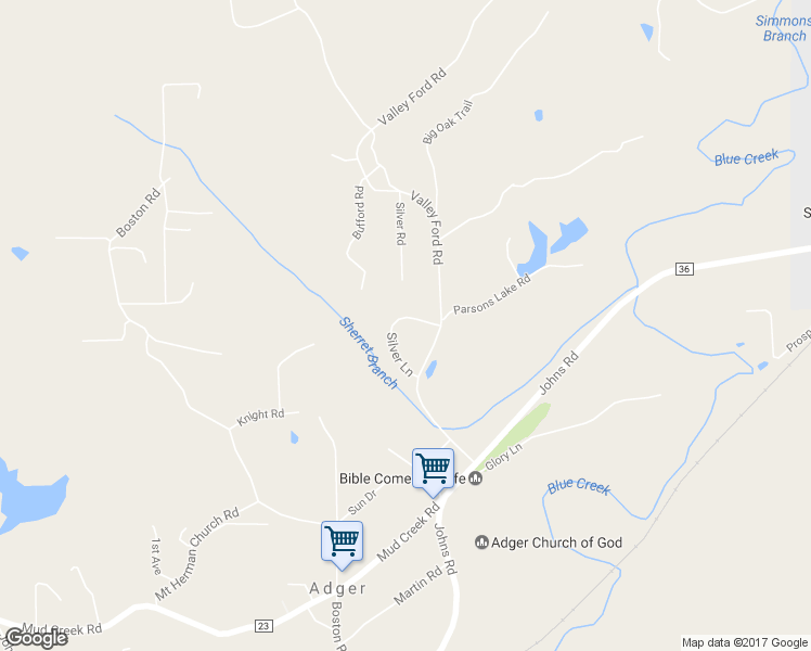 map of restaurants, bars, coffee shops, grocery stores, and more near 7220 Silver Lane in Adger