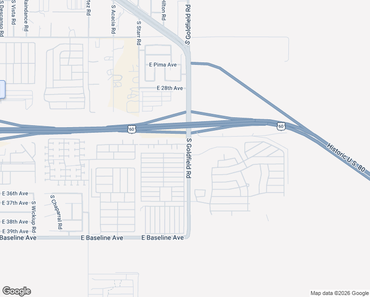 map of restaurants, bars, coffee shops, grocery stores, and more near 3301 South Goldfield Road in Apache Junction