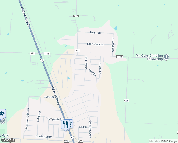 map of restaurants, bars, coffee shops, grocery stores, and more near 312 Elam Drive in Anna