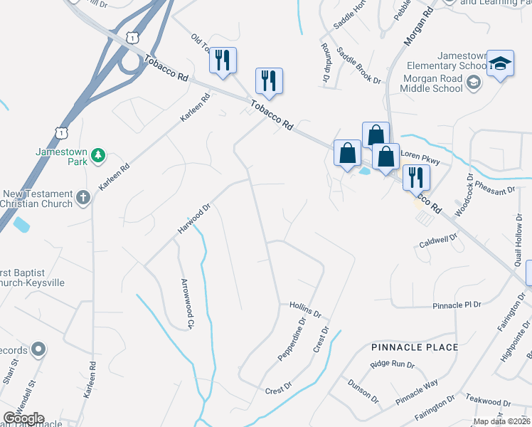 map of restaurants, bars, coffee shops, grocery stores, and more near 3736 Crest Drive in Hephzibah
