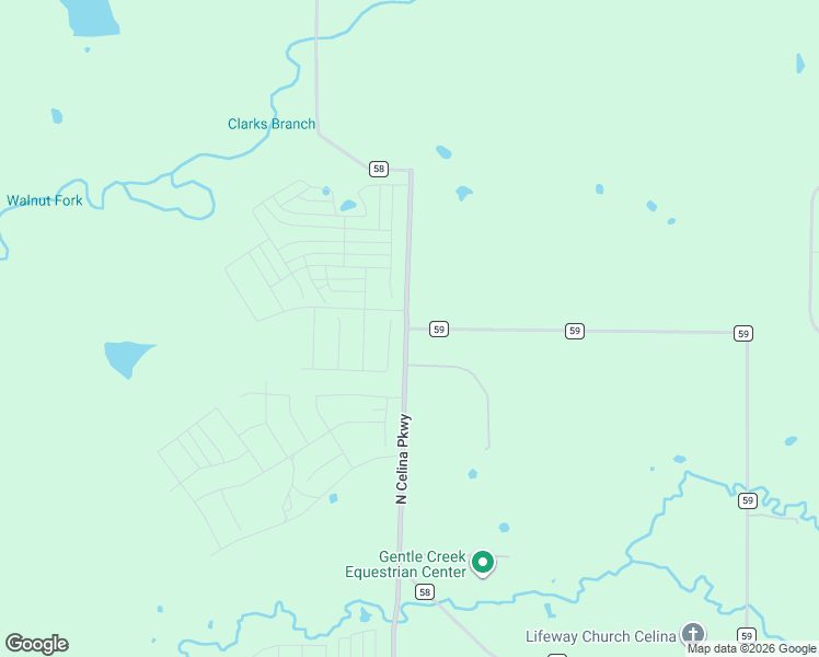map of restaurants, bars, coffee shops, grocery stores, and more near 12147 County Road 58 in Celina