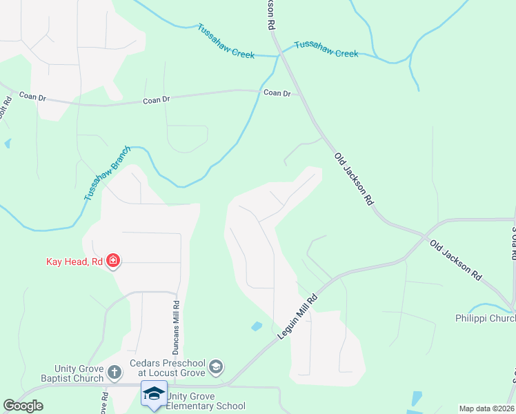 map of restaurants, bars, coffee shops, grocery stores, and more near 172 Caraway Road in Locust Grove