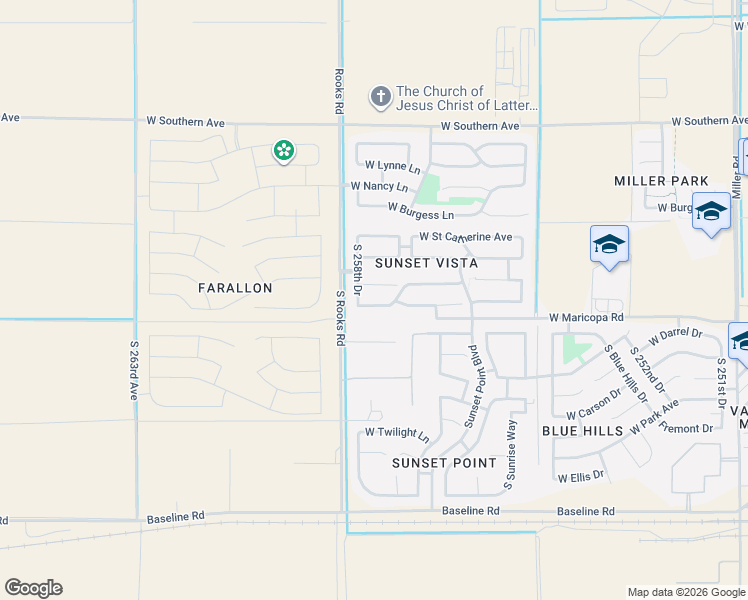 map of restaurants, bars, coffee shops, grocery stores, and more near 25836 West Street Kateri Drive in Buckeye