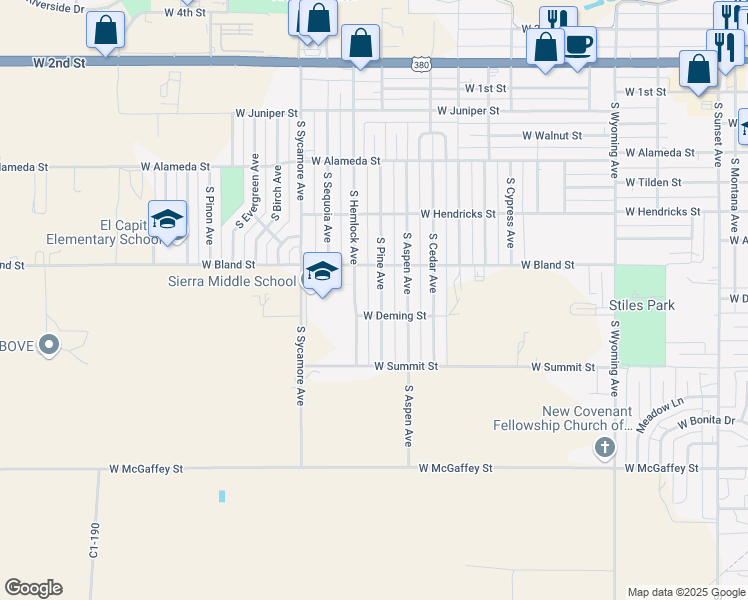 map of restaurants, bars, coffee shops, grocery stores, and more near 612 South Pine Avenue in Roswell
