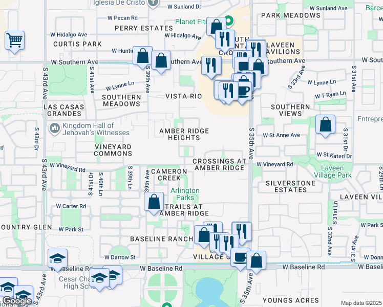 map of restaurants, bars, coffee shops, grocery stores, and more near 3720 West Saint Kateri Drive in Phoenix