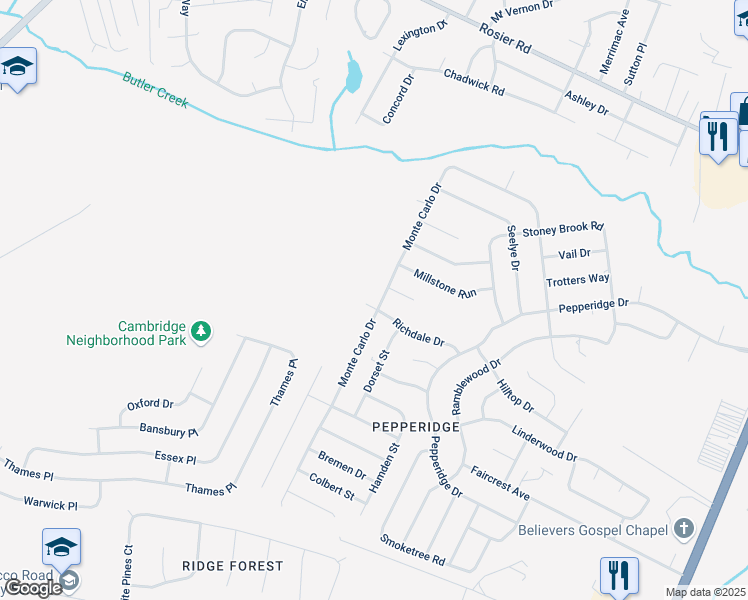 map of restaurants, bars, coffee shops, grocery stores, and more near 3442 Monte Carlo Drive in Augusta