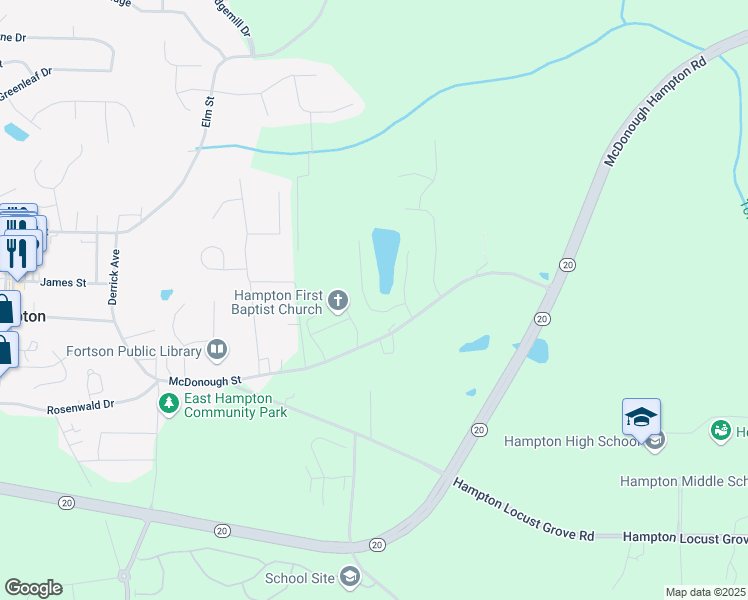 map of restaurants, bars, coffee shops, grocery stores, and more near 64 Dogwood Ridge Drive in Hampton