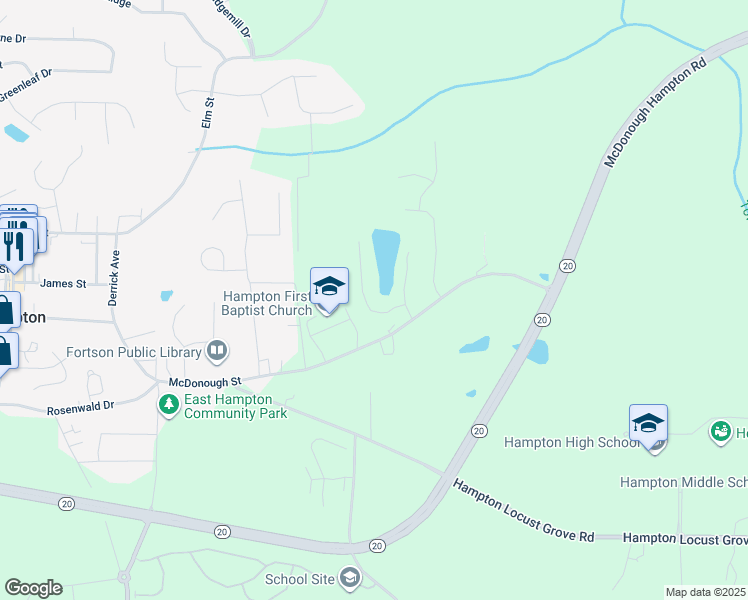 map of restaurants, bars, coffee shops, grocery stores, and more near 64 Dogwood Ridge Drive in Hampton