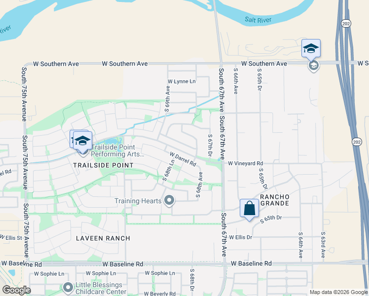 map of restaurants, bars, coffee shops, grocery stores, and more near 6829 West Saint Charles Avenue in Phoenix