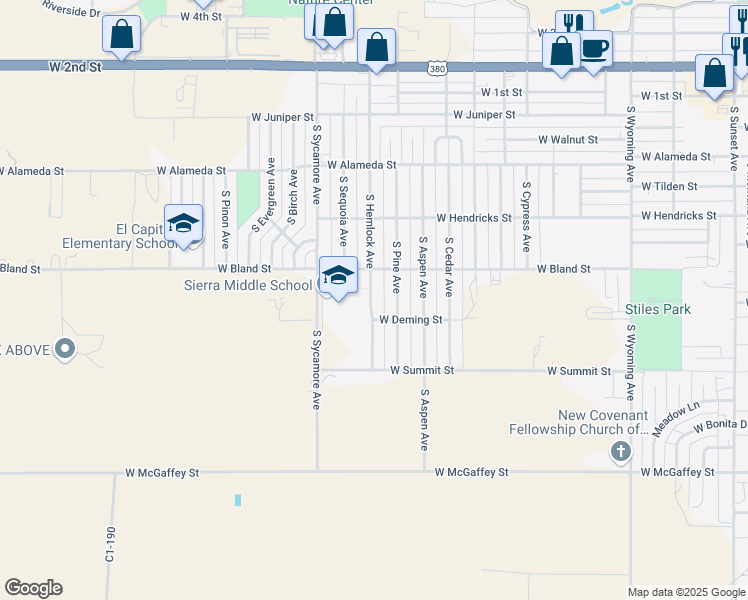 map of restaurants, bars, coffee shops, grocery stores, and more near 612 South Pine Avenue in Roswell