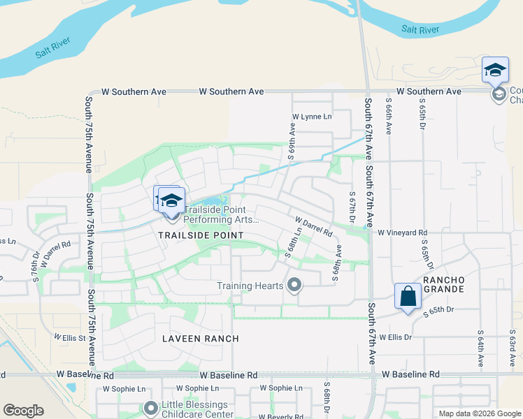 map of restaurants, bars, coffee shops, grocery stores, and more near 6921 West Darrel Road in Laveen