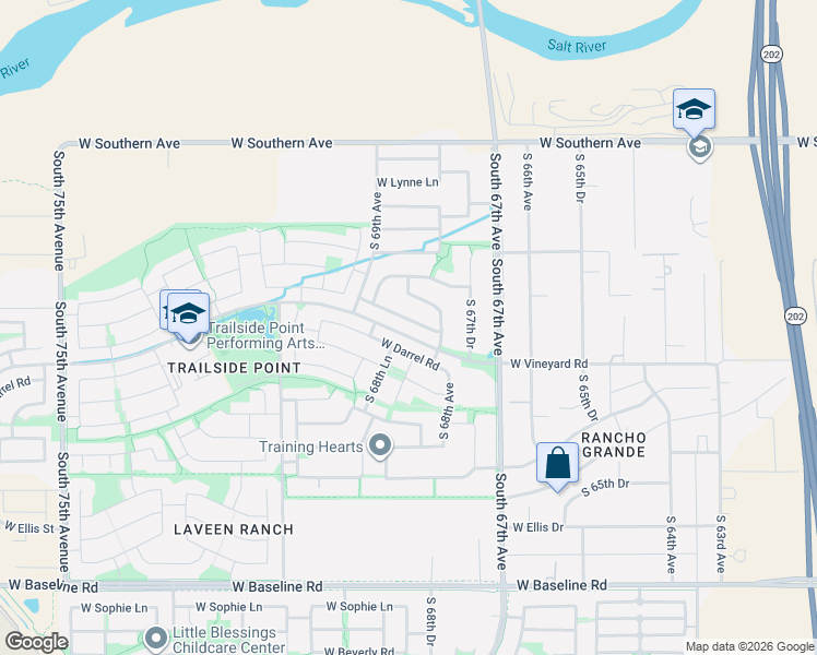 map of restaurants, bars, coffee shops, grocery stores, and more near 6829 West Saint Charles Avenue in Phoenix